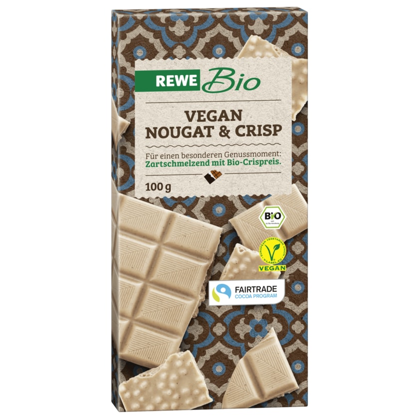 REWE Bio Schokolade Nougat and Crisp vegan 100g